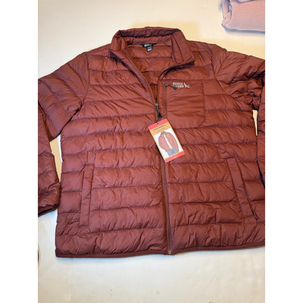 Eddie Bauer Mens Down Packable Jacket Red 650 Fill Puffer EB010638 XL NEW